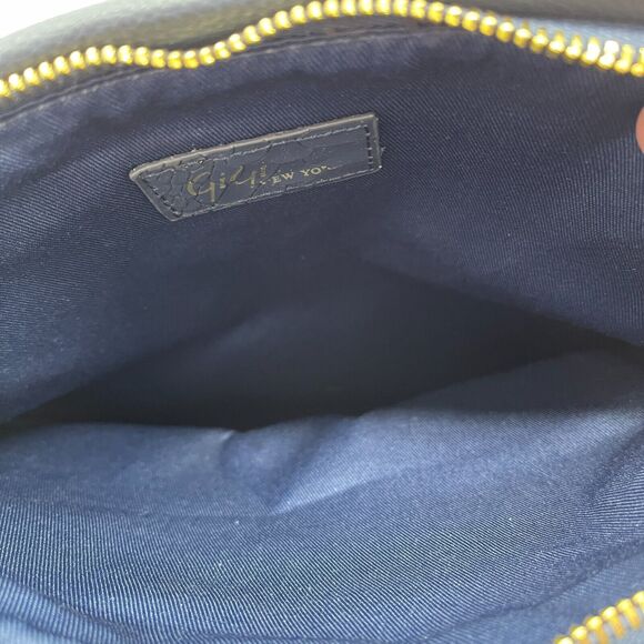 Gigi New York Stella Purse Handbag Blue Leather Python Emboss Clutch Crossbody - Picture 8 of 10